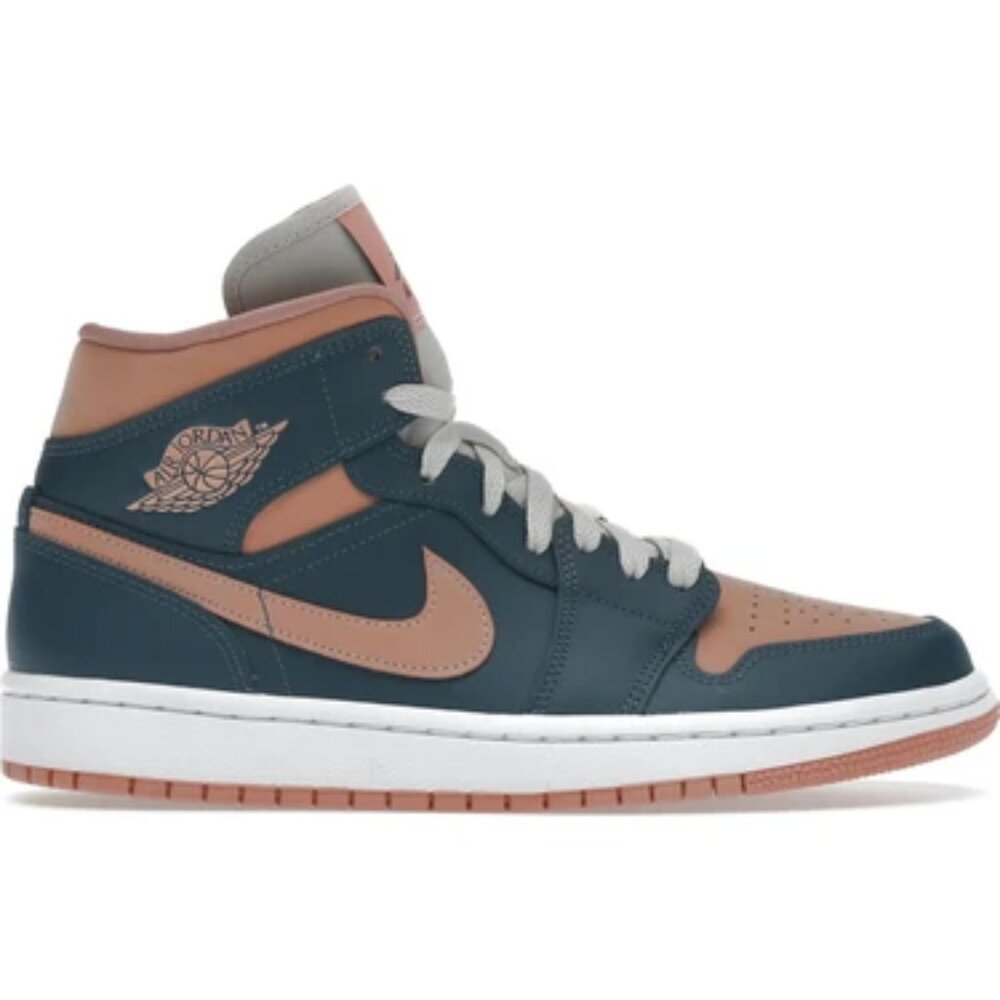 Jordan Men's Dark Teal Coral Air Jordan 1 Mid-Top Athletic Sneaker Size 11.5